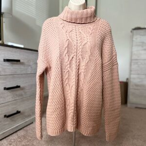 Garnet Hill Cashmere Turtleneck knit Sweater light pink-beige